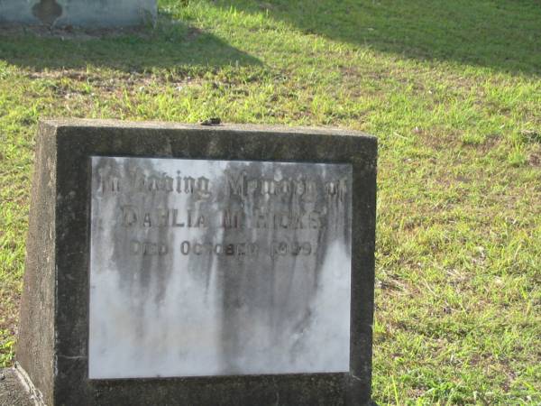 Dahlia M. HICKS,  | died Oct 1959;  | Bald Hills (Sandgate) cemetery, Brisbane  | 