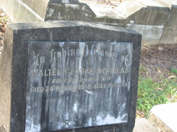 Walter George DOUGLAS,  | infant son,  | died 24 April 1958 aged 8 weeks;  | Bald Hills (Sandgate) cemetery, Brisbane  | 