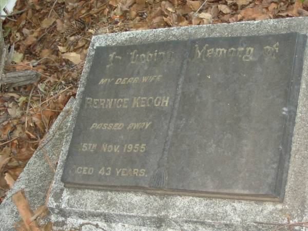 Bernice KEOGH,  | wife,  | died 15 Nov 1955 aged 43 years;  | Bald Hills (Sandgate) cemetery, Brisbane  | 
