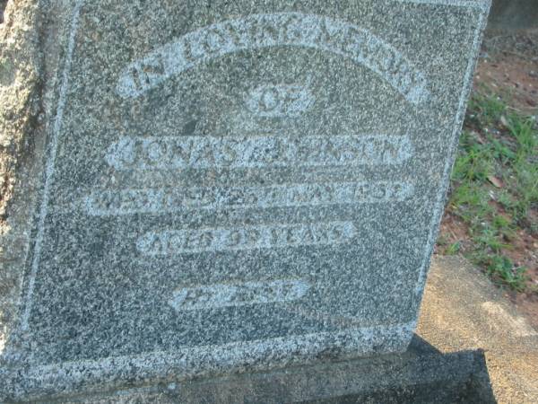 Jonas JOHNSON,  | died 26 May 1932 aged 99 years;  | Bald Hills (Sandgate) cemetery, Brisbane  | 