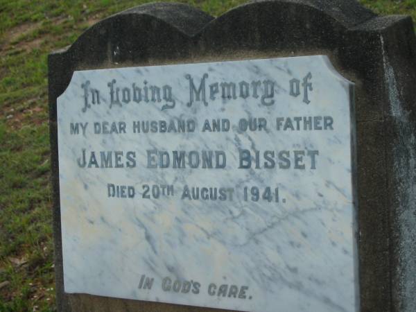 James Edmond BISSET,  | husband father,  | died 20 Aug 1941;  | Bald Hills (Sandgate) cemetery, Brisbane  | 