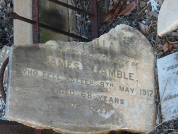 Priscilla,  | wife of James GAMBLE,  | died 8 May 1917 aged 68 years;  | Bald Hills (Sandgate) cemetery, Brisbane  | 