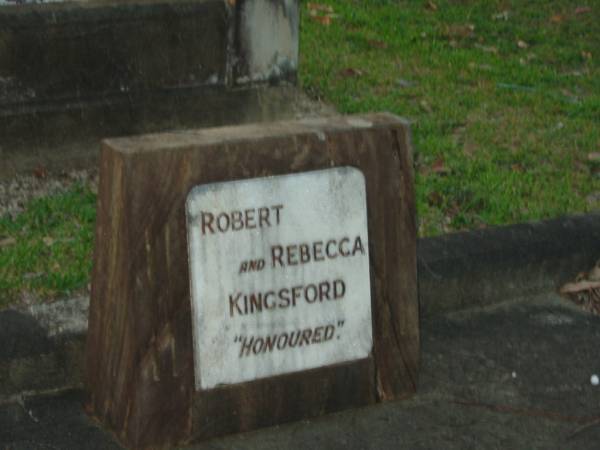 Robert & Rebecca KINGSFORD;  | Bald Hills (Sandgate) cemetery, Brisbane  | 