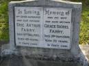 Eric Arthur (Butch) FARRY, husband father, died 13 Dec 1961 aged 49 years; Grace Isobel FARRY, wife mother, died 3 Sept 1989 aged 75 years; Bald Hills (Sandgate) cemetery, Brisbane 