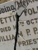Ettie FOLEY, died 10 Oct 1931; William P.P. FOLEY, priest, died 20 Sept 1955; Bald Hills (Sandgate) cemetery, Brisbane 