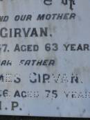 Ellen GIRVAN, wife mother, died 10 July 1957 aged 63 years; Robert James GIRVAN, father, died 12 July 1966 aged 75 years; Bald Hills (Sandgate) cemetery, Brisbane 