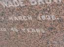 Amy Wade BROWN, died 11 March 1935 aged 45 years; Bald Hills (Sandgate) cemetery, Brisbane 