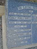 Emily KNILL-ABELL, mother died 5 Nov 1900 aged 57 years; William KNILL-ABELL, died 14 Feb 1926 aged 80 years; Ethel, sister, died 20 May 1947 aged 71 years; K.D. KNILL-ABELL, died 27 Nov 1963 aged 80 years, uncle of Madge & Nancy; Bald Hills (Sandgate) cemetery, Brisbane 