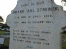 Johann Carl STREINER, born 14 April 1884, died 20 Aug 1901; Julius, husband of M.M. TEUFEL, died 28 Oct 1931 aged 50 years; Bald Hills (Sandgate) cemetery, Brisbane 