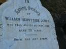 William Heavyside JONES, died 11 May 1920 aged 70 years; Bald Hills (Sandgate) cemetery, Brisbane 