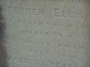 Stephen ELLIS, died accident on Sandgate Road 20? July 1881 aged 33 years, erected by wife Harriet; Bald Hills (Sandgate) cemetery, Brisbane 