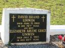 David Brand UNWIN, died 15 June 1960 in 76th year; Elizabeth Arlene Grace UNWIN, died 8 July 1985 in 89th year; Douglas Brand UNWIN, died 24 May 1997 in 74th year; Bald Hills (Sandgate) cemetery, Brisbane 