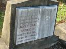 
Sarah Jane MCVEIGH,
mother grandmother great-grandmother,
died 7 Nov 1957 aged 86 years;
Bald Hills (Sandgate) cemetery, Brisbane
