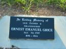 Ernest Emanuel GRICE, father grandfather, 1896 - 1924; Bald Hills (Sandgate) cemetery, Brisbane 