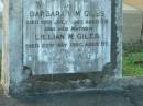 
Barbara V.M. GILES,
died 19 July 1942 aged 25 years;
Lillian M. GILES,
mother,
died 23 May 1950 aged 67 years;
Charles H.F.W. GILES,
father,
died 30 Sept 1966 aged 90 years;
Bald Hills (Sandgate) cemetery, Brisbane
