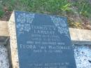 Francis C.V. LAMBART, born 11-9-1900, died 6-4-1971; Flora (nee MACDONALD), wife, died 3-12-1990; Margaret Mary MACDONALD, daughter of Roderick & Louisa, 1898 - 1982; Bald Hills (Sandgate) cemetery, Brisbane 