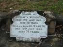 
????,
husband of Elizabeth WETHERELL,
died 17 June 1929 aged 78 years;
Elizabeth,
wife,
died 10 July 1953 aged 78 years;
Bald Hills (Sandgate) cemetery, Brisbane

