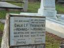 Emilie C.F. HOHNKE, mother, died 31 Dec 1940 aged 84 years; Frederick W.A. HOHNKE, husband father, died 6 Oct 1935 aged 78 years; Bald Hills (Sandgate) cemetery, Brisbane 