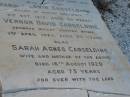 Joseph CARSELDINE, born 13 Oct 1855, died 5 June 1919; Harold Edwin CARSELDINE, son, killed in action Gallipoli 8 Oct 1915 aged 23 years; Vernon David CARSELDINE, son, drowned surfing Bribie 2 April 1920 aged 23 years; Sarah Agnes CARSELDINE, wife mother, died 16 Aug 1929 aged 73 years; Bald Hills (Sandgate) cemetery, Brisbane 