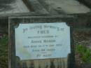 
Fred,
husband of Annie MASON,
died 11 Jan 1932 aged 68 years;
Bald Hills (Sandgate) cemetery, Brisbane
