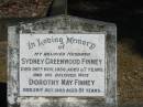 
Sydney Greenwood Finney 28 Nov 1956 aged 67
Dorothy May Finney 29 July 1985 aged 81
Anglican Cemetery, Sherwood.

