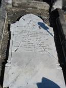 Eberhard Hoelscher Born 6 Nov 1827, Died 25th Mar 1877
Charlotte (infant dau of Eberhard and Magdalene) Hoelscher died 3 Mar 1878
Magdalene Bowden... wife of Evelyn Bowden Born 2 Jul 1838, Died 13 Nov 1908
Anglican Cemetery, Sherwood.