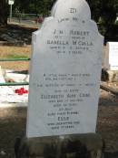 John Robert
(beloved husband of)
Isabella McCulla
died Apr 23 1910 aged 38
also his sister
Elizabeth Ann Cook
died 1 Aug 1950 aged 83
also sister
Essie
6 Feb 1956 aged 77
Sherwood (Anglican) Cemetery, Brisbane