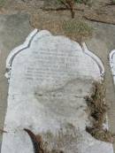 Sarah Ann (Wylie)
wife of Allan C Wylie
died Jun 16 1889 aged 25
Leslie Allan
(infant son of above)
died 20 Dec 1887 aged 9 weeks
Sherwood (Anglican) Cemetery, Brisbane