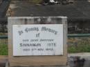 Sinnamon White
died 5 Nov 1942
Sherwood (Anglican) Cemetery, Brisbane