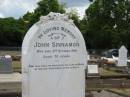 John Sinnamon
died 8 October 1914 aged 70
Sherwood (Anglican) Cemetery, Brisbane