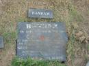 BANHAM
George H 25-9-1901 - 8-7-1987
Hilda 2-6-1903 - 14-6-1992
Sherwood (Anglican) Cemetery, Brisbane