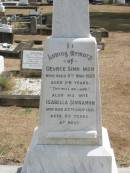 George SINNAMON
5 May 1923 76
and wife Isabella SINNAMON
28 Jul 1951 aged 92
Sherwood (Anglican) Cemetery, Brisbane