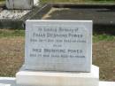 
Frank Desmond POWER
30 Oct 1930 aged 56,
Inez Browning POWER
1 Nov 1945 aged 65

Sherwood (Anglican) Cemetery, Brisbane

