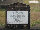 Alexander DOW 24-7-1942 wife Mary 20-12-1940  Sherwood (Anglican) Cemetery, Brisbane  