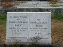 Francis Stewart BREW
12 Jul 1929 aged 55
Isabella Leck BREW
5 Feb 1932 aged 53
Sherwood (Anglican) Cemetery, Brisbane