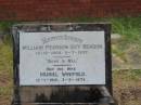 William Pearson Guy BENSON
15-10-1908
9-7-1937
and his wife
Murial Winifred
15-1-1910
3-9-1978
Sherwood (Anglican) Cemetery, Brisbane