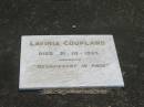 Lavinia COUPLAND
31-10-1937
Sherwood (Anglican) Cemetery, Brisbane