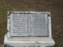 
Edward MacDnnell BOYLE
7 Feb 1932
aged 60

Ada BOYLE
7 Dec 1937
aged 60

Sherwood (Anglican) Cemetery, Brisbane

