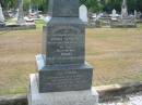 James CUMMINGS
9th Apr 1925 aged 67
wife
Mary
5 Oct 1928
aged 65
wife
Voldie
wife of J.A. HALL
daughter of above
died in Adelaide
2 Feb 1926
aged 33 yrs
Sherwood (Anglican) Cemetery, Brisbane
Sherwood (Anglican) Cemetery, Brisbane