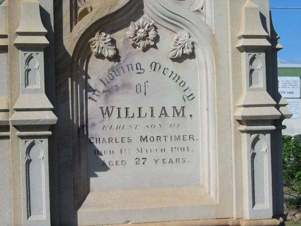 William Mortimer 1 Mar 1901 aged 27  | Anglican Cemetery, Sherwood.  |   | 