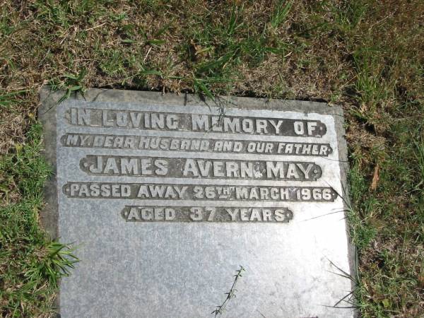 James Avern May  | 26 Mar 1966 aged 37  |   | Sherwood (Anglican) Cemetery, Brisbane  | 