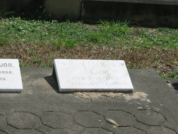 Esther Meredith Major  | 8-12-1963 aged 34  |   | Sherwood (Anglican) Cemetery, Brisbane  | 