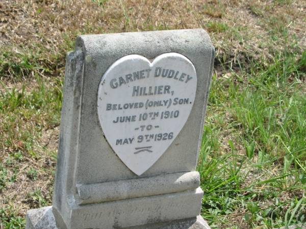 Garnet Dudley HILLIER  | Jun 10 1910 to May 9th 1926  |   | Sherwood (Anglican) Cemetery, Brisbane  | 