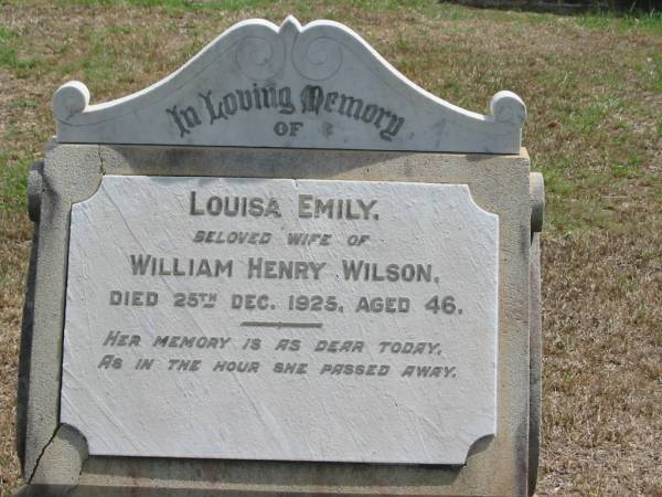 William Henry WILSON  | 25 dec 1925 aged 46  |   | Sherwood (Anglican) Cemetery, Brisbane  | 