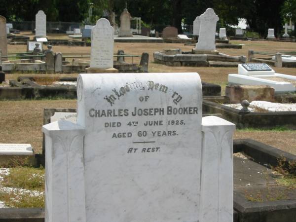 Charles Joseph BOOKER  | 4 Jun 1925 aged 60  |   | Sherwood (Anglican) Cemetery, Brisbane  |   | 
