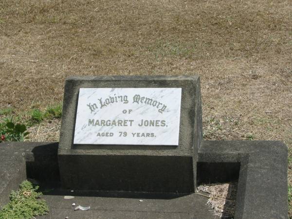 Margaret JONES  | aged 79  |   | Sherwood (Anglican) Cemetery, Brisbane  |   | 