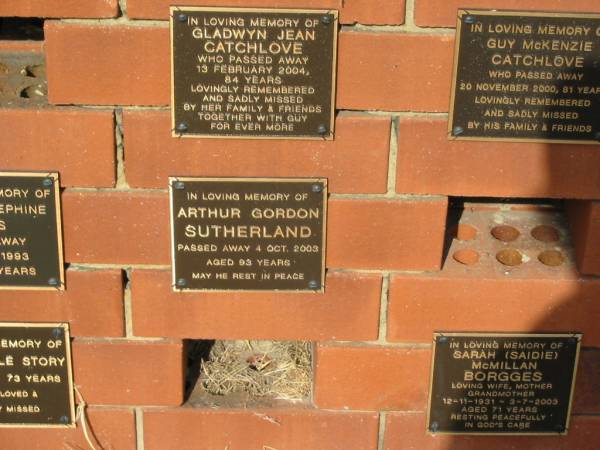 Arthur Gordon SUTHERLAND  | 4 Oct 2003  | age 93  |   | Sherwood (Anglican) Cemetery, Brisbane  |   | 