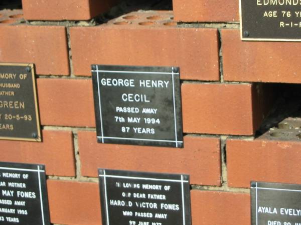 George Henry CECIL  | 7 May 1994  | 87 yrs  |   | Sherwood (Anglican) Cemetery, Brisbane  |   | 