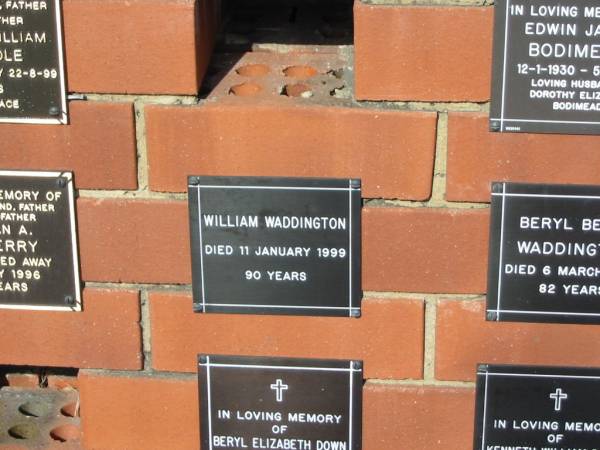 William WADDINGTON  | 11 Jan 1999  | 90 yrs  |   | Sherwood (Anglican) Cemetery, Brisbane  | 