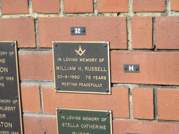 William H RUSSELL  | 20-8-1990 75 yrs  |   | Sherwood (Anglican) Cemetery, Brisbane  | 